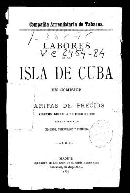 1898 Spanish Government Official Cuban Cigar Price List