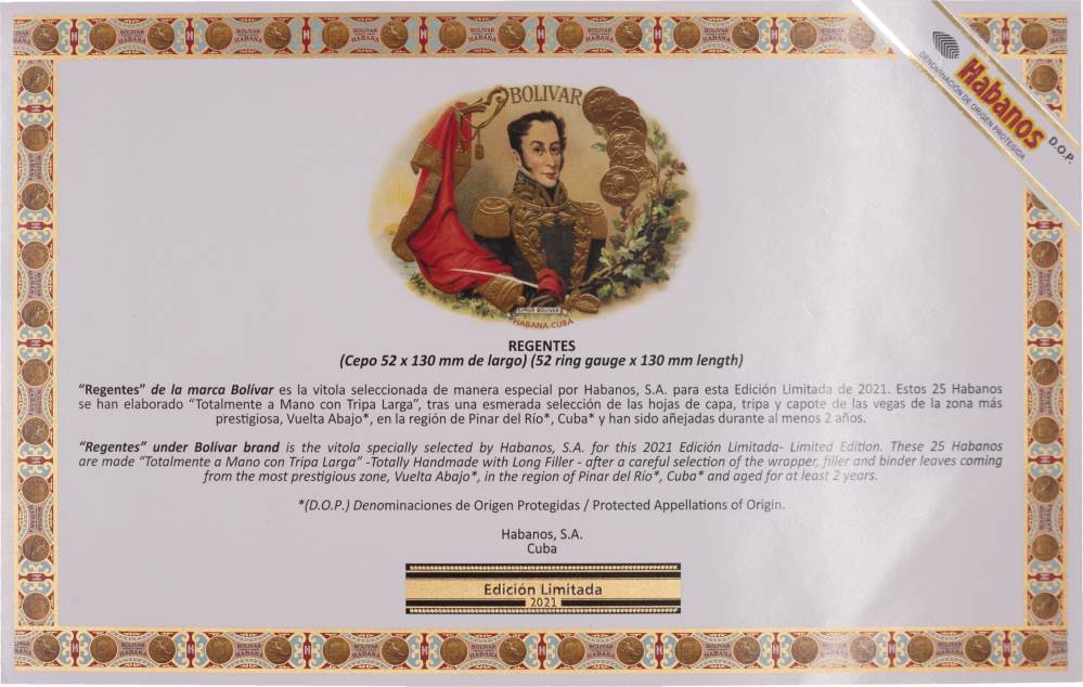 Bolívar Edición Limitada packaging