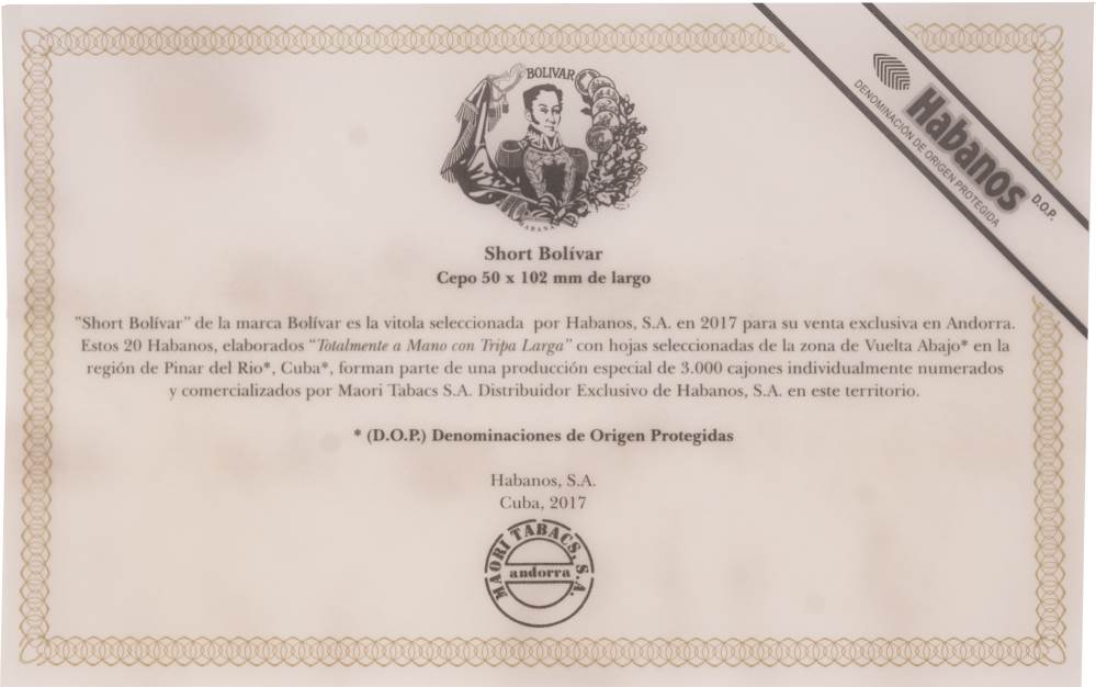 Bolívar Edición Regional Andorra packaging