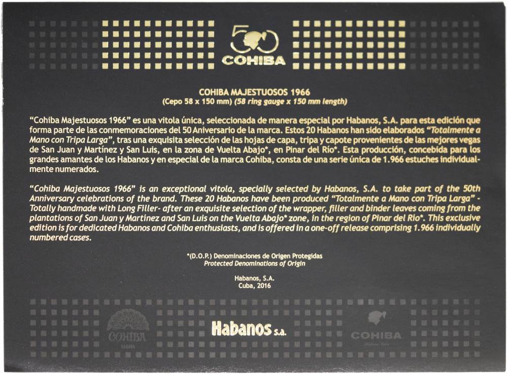 Cohiba Humidor Cohiba 1966 packaging
