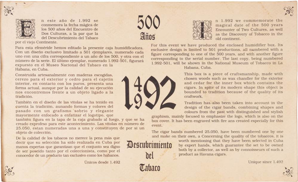 Cubatabaco 1492 Humidor packaging