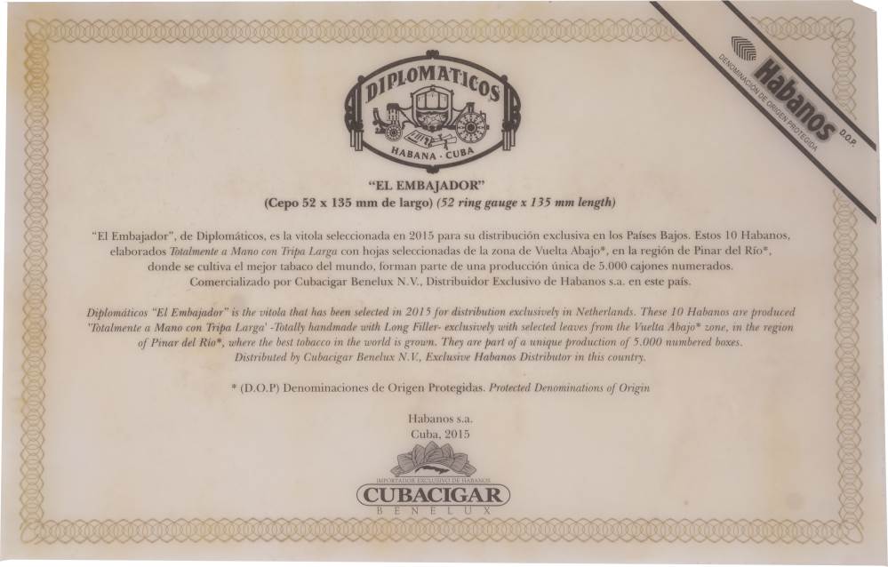 Diplomáticos Edición Regional Países Bajos packaging