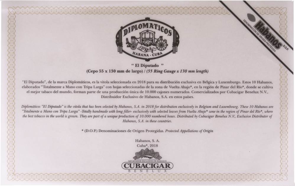 Diplomáticos Edición Regional Belux packaging