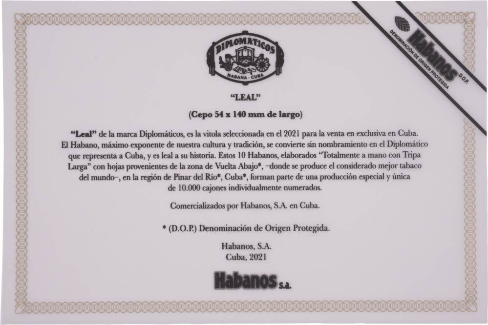 Diplomáticos Edición Regional Cuba packaging