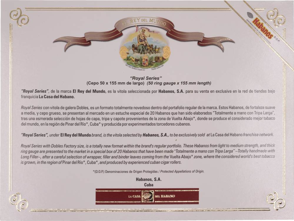 El Rey del Mundo La Casa del Habano Exclusivo packaging