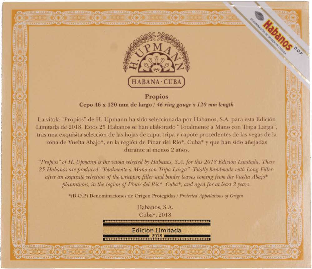H. Upmann Edición Limitada packaging