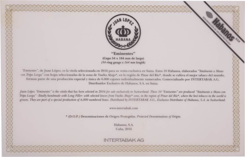 Juan López Edición Regional Suiza packaging