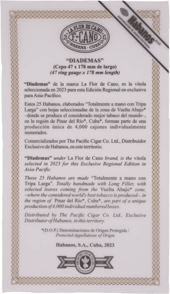 La Flor de Cano Edición Regional Asia Pacifico packaging