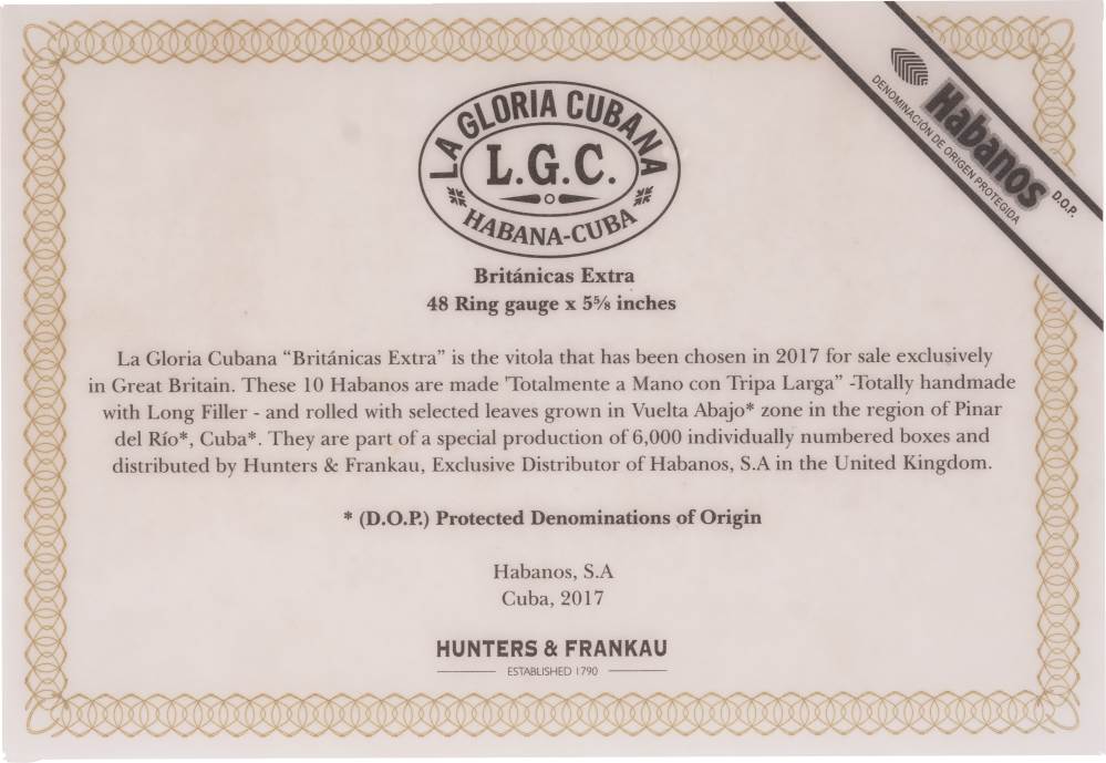 La Gloria Cubana Edición Regional Gran Bretaña packaging