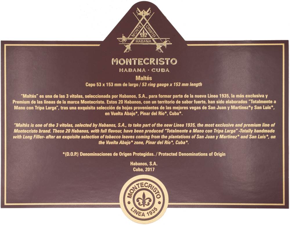 Montecristo Maltés packaging