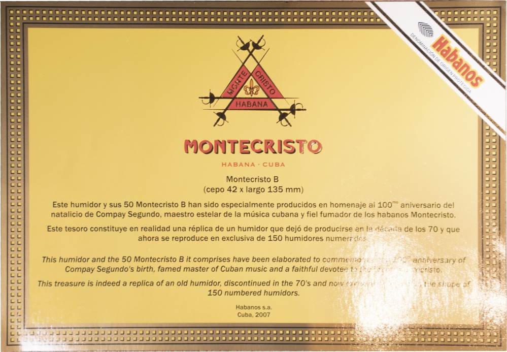 Montecristo Compay Centennial Humidor packaging