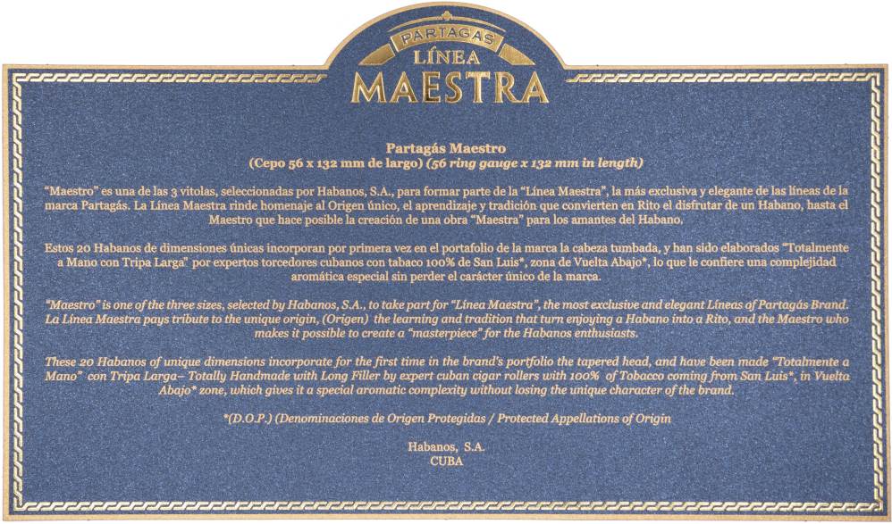 Partagás Maestro packaging