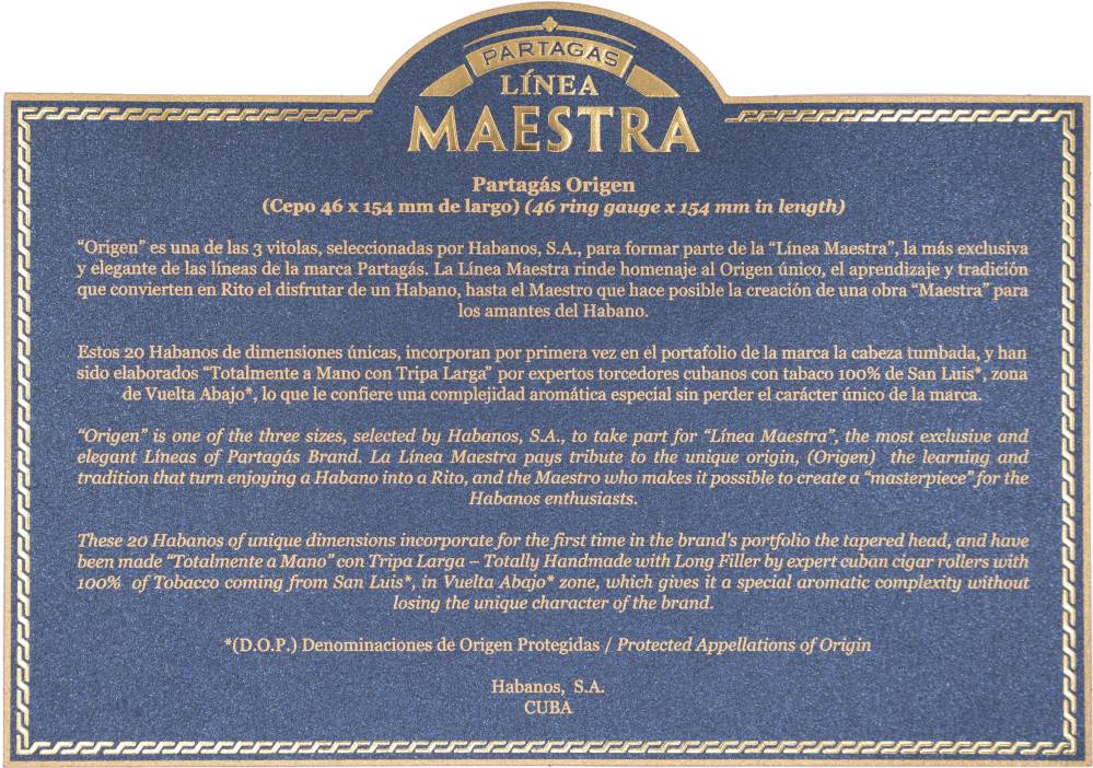 Partagás Origen packaging
