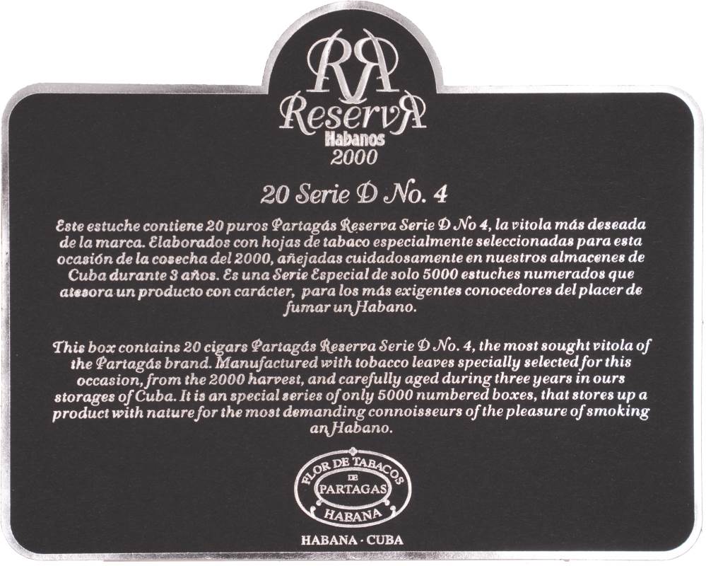 Partagás Reserva Cosecha 2000 packaging