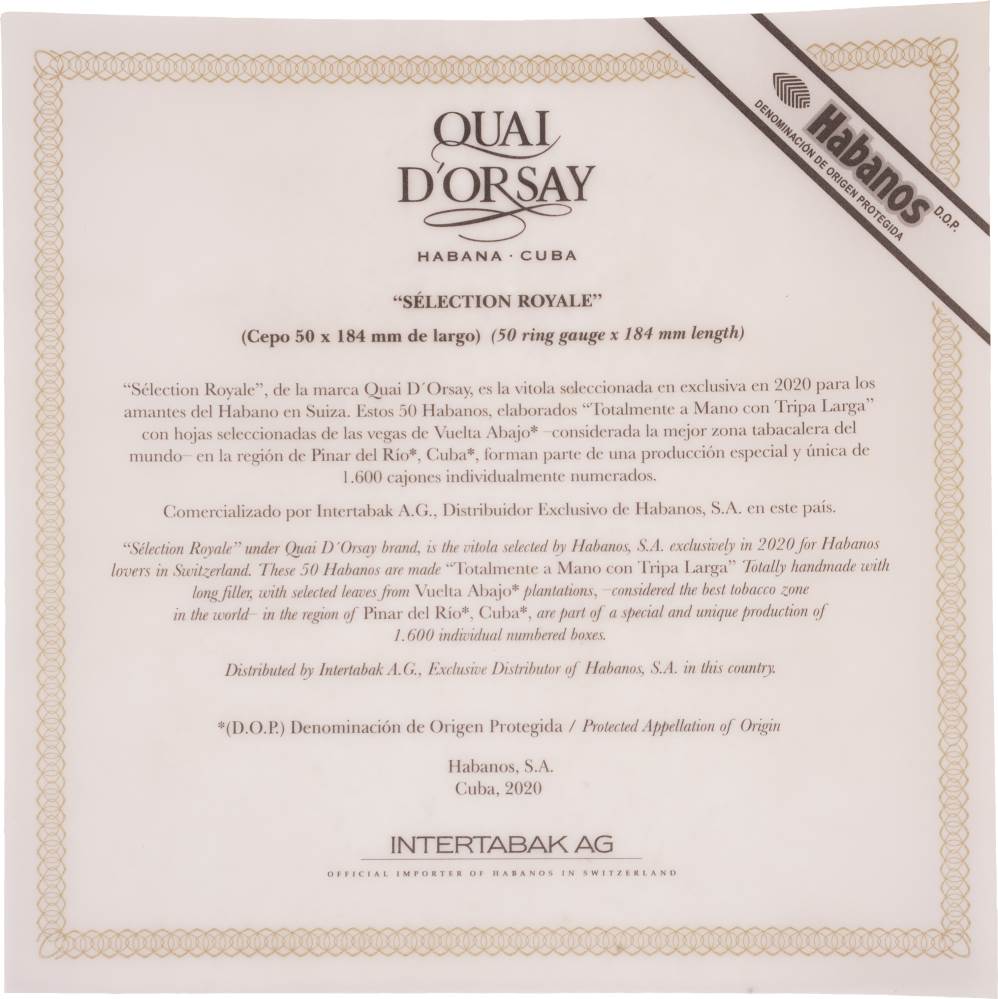 Quai d'Orsay Edición Regional Suiza packaging