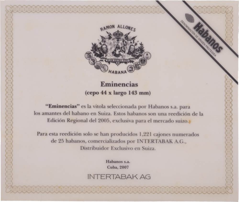 Ramón Allones Edición Regional Suiza packaging