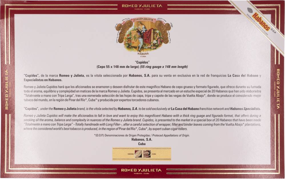 Romeo y Julieta Especialista en Habanos y La Casa del Habano Exclusivo packaging