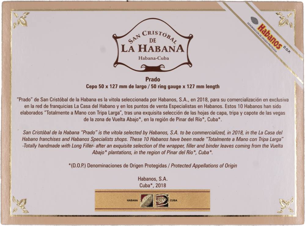 San Cristóbal de la Habana Especialista en Habanos y La Casa del Habano Exclusivo packaging