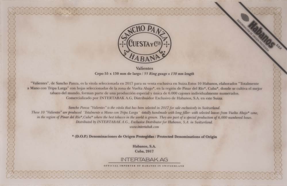 Sancho Panza Edición Regional Suiza packaging