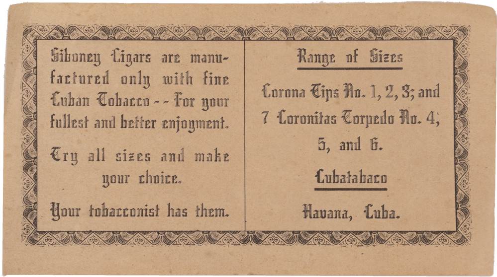 Siboney Coronas Tip No.4 packaging