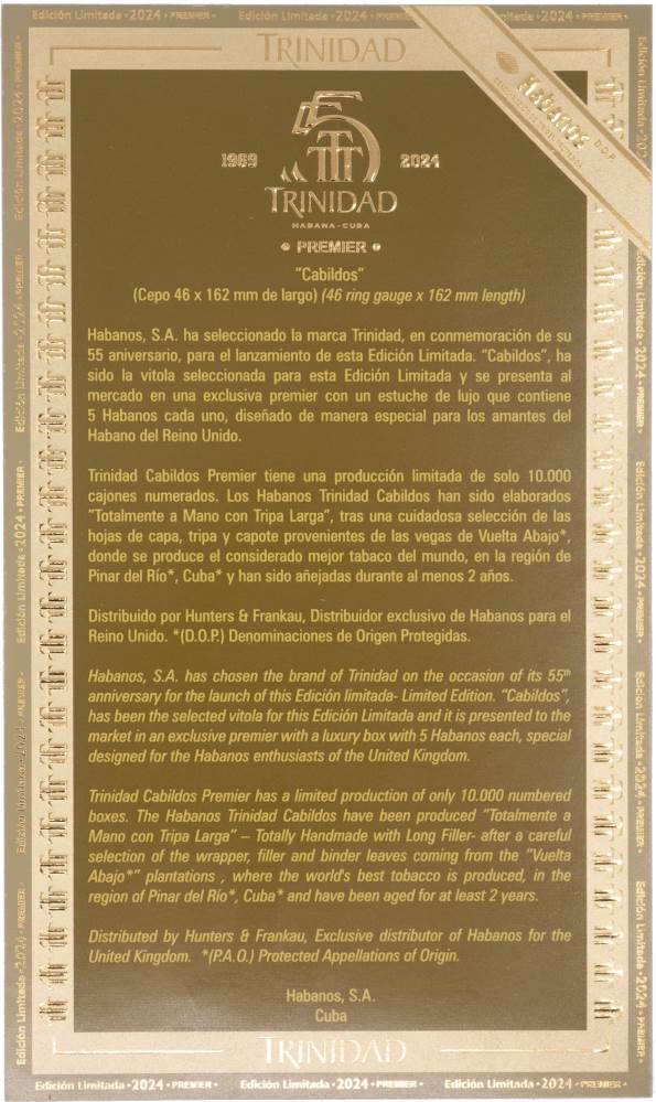 Trinidad Edición Limitada packaging