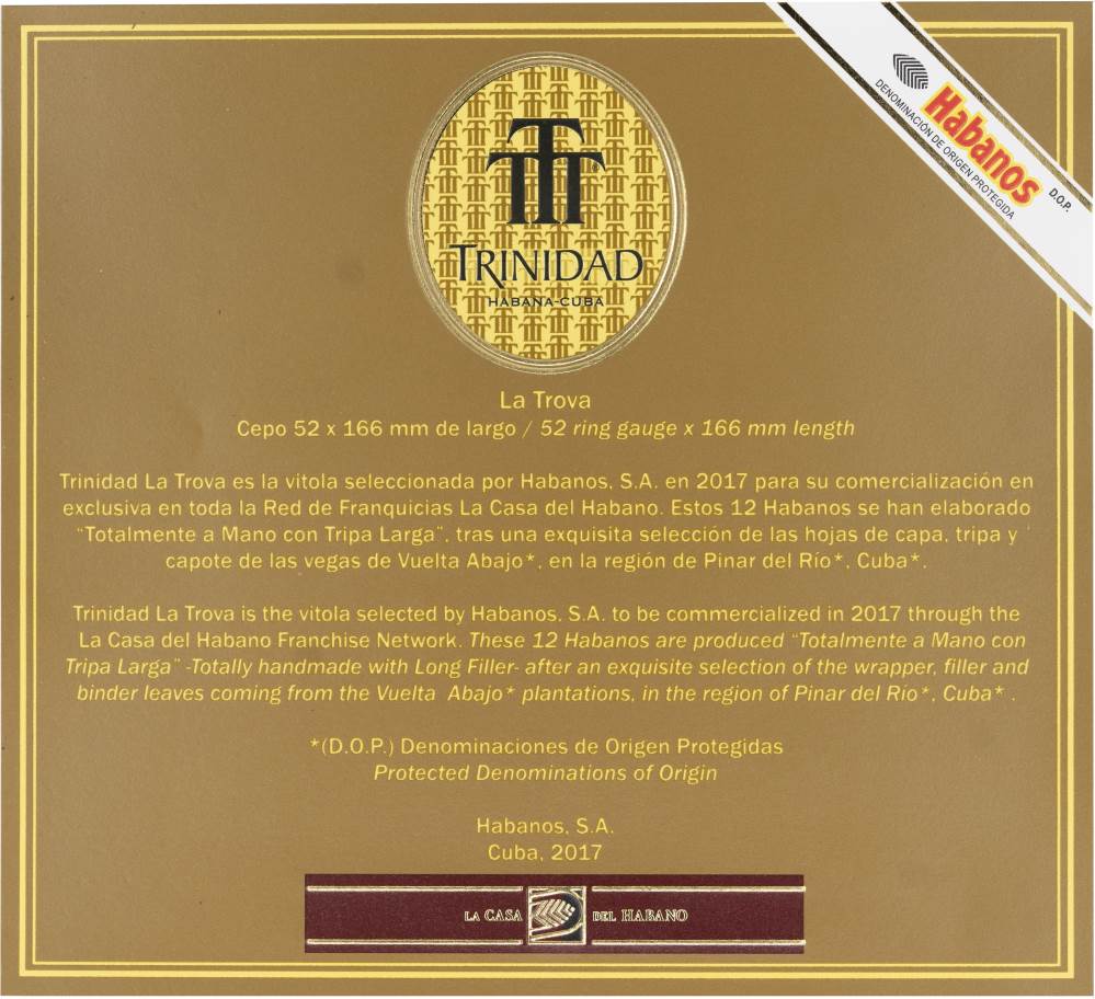 Trinidad La Casa del Habano Exclusivo packaging