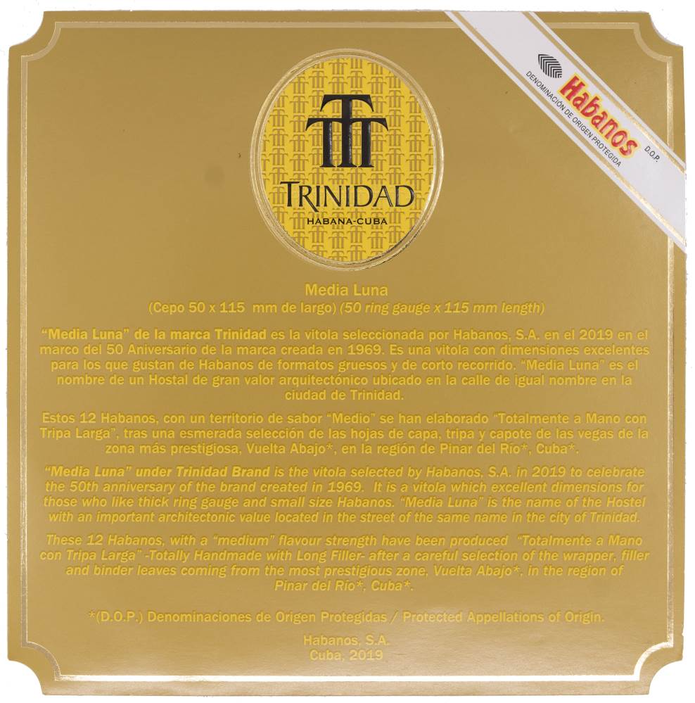Trinidad Media Luna packaging