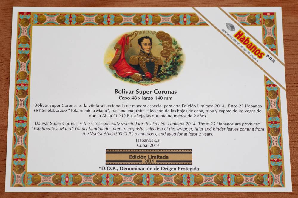 Bolívar Edición Limitada packaging