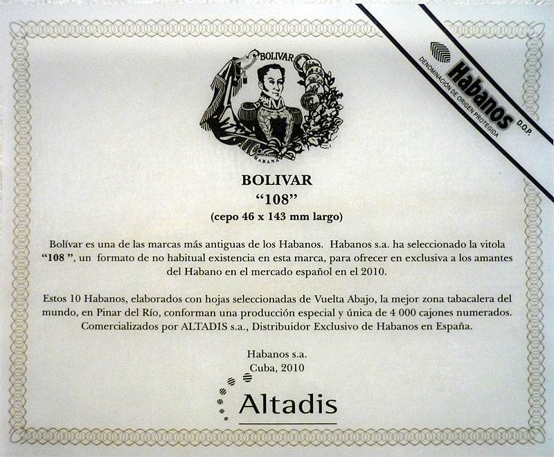 Bolívar Edición Regional España packaging