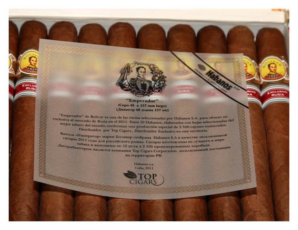 Bolívar Edición Regional Rusia packaging