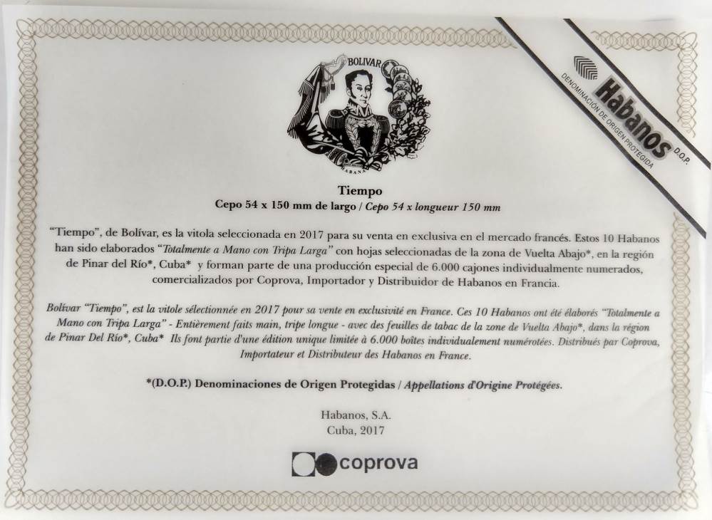 Bolívar Edición Regional Francia packaging