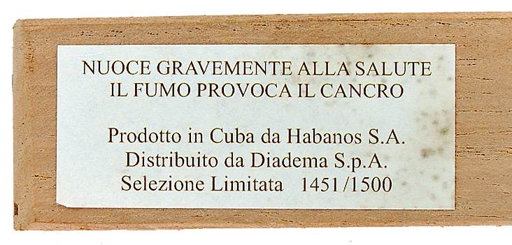 Cuaba Diademas Selección Limitada Italy packaging