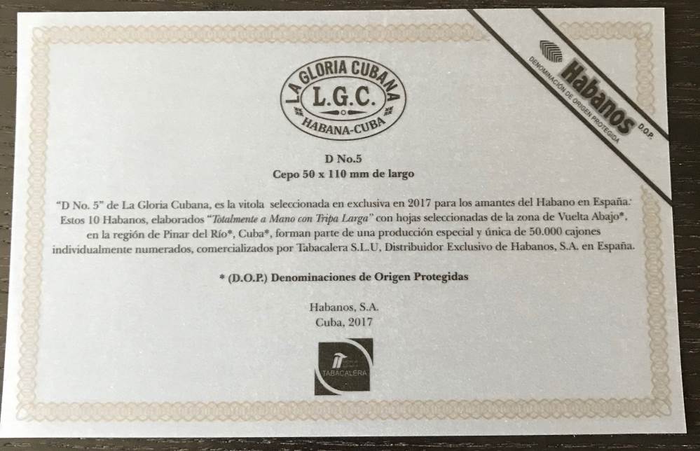 La Gloria Cubana Edición Regional España packaging