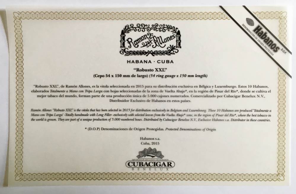 Ramón Allones Edición Regional Belux packaging