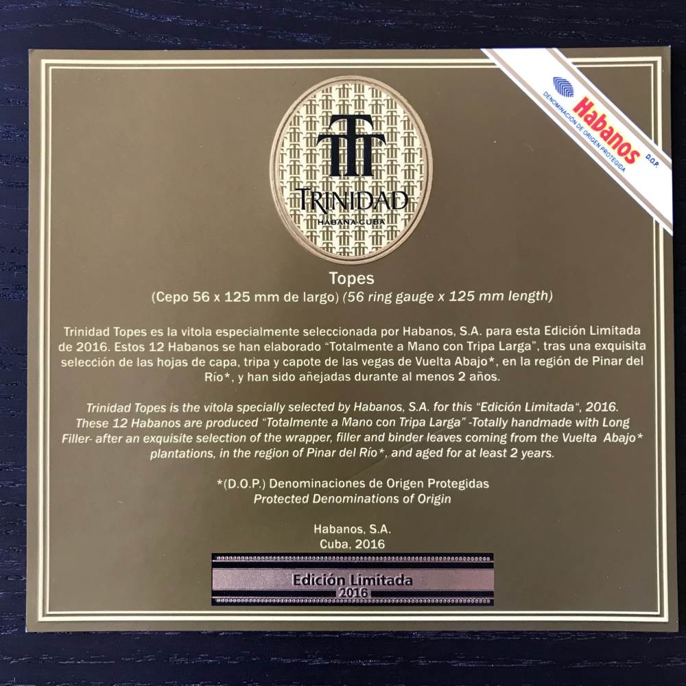 Trinidad Edición Limitada packaging