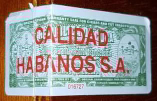 Cuban tobacco quality seal